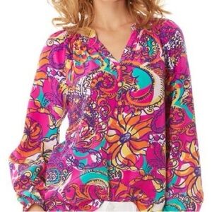 Lilly Pulitzer Elsa Silk Top in Sea and Be Seen